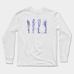 Leg Muscles Colorful Watercolor Anatomy Long Sleeve T-Shirt